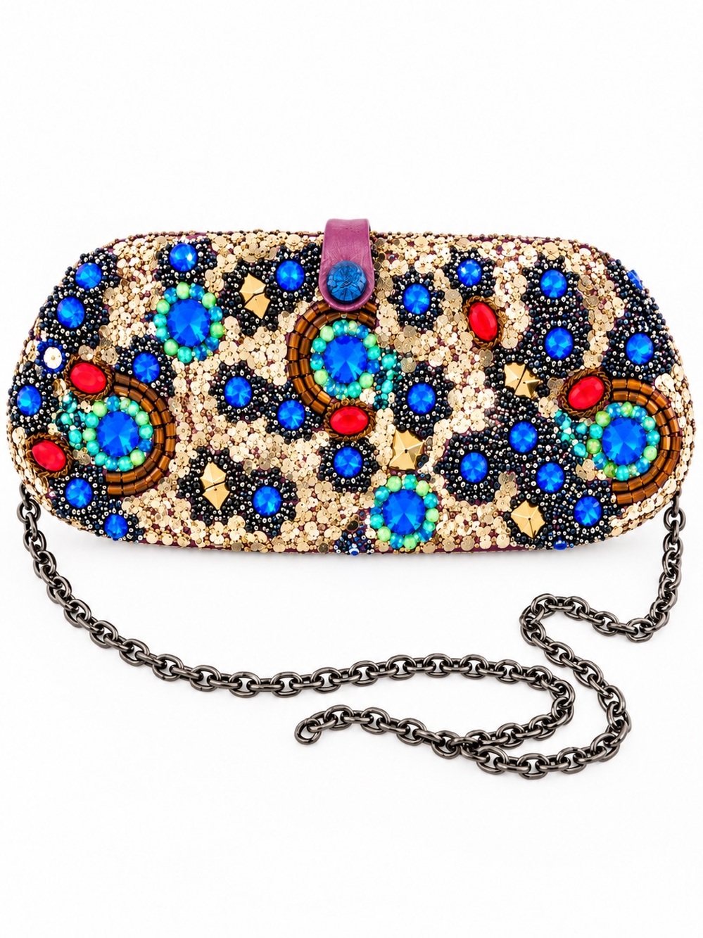 ANTHROPOLOGIE SANTI Vintage Jeweled Beaded Sequin Embellished Evening Clutch Bag